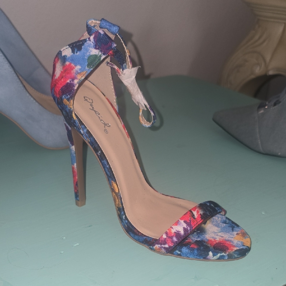 Breckelles Floral Heels - Blue and Red